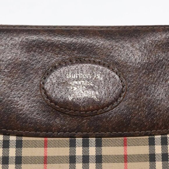 Burberrys Nova Check Clutch Bag Canvas Leather Beige Brown Auth 89716 - Picture 9 of 16